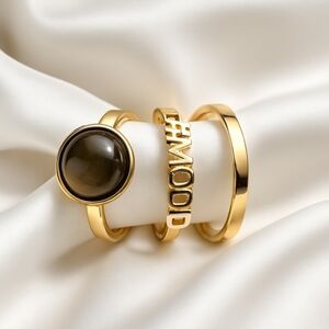 Mood Gold Ring Trio – Adjustable Color-Changing Rings for Women & Teens Jewelry
